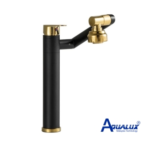 VÒI LAVABO NÓNG LẠNH TAY VẶN ĐEN AQHT037D
