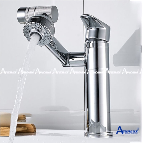 VÒI LAVABO NÓNG LẠNH TAY VẶN BẠC AQHT037B
