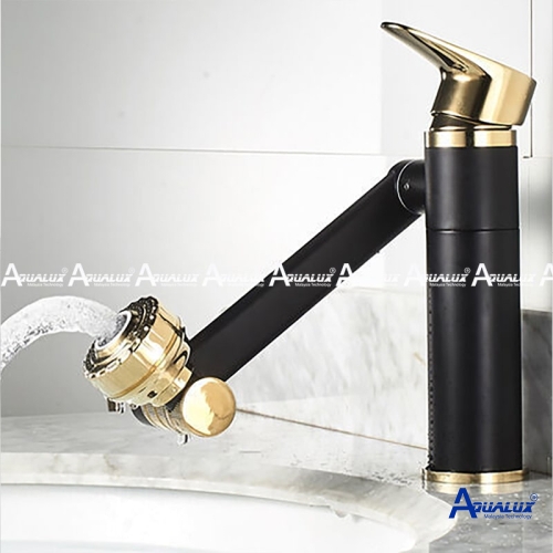 VÒI LAVABO NÓNG LẠNH TAY VẶN ĐEN AQHT037D