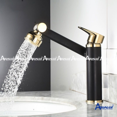 VÒI LAVABO NÓNG LẠNH TAY VẶN ĐEN AQHT037D